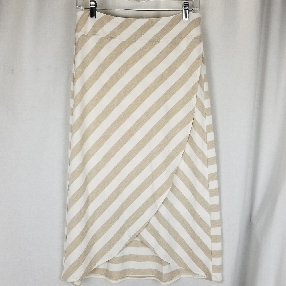 Athleta womens wrap skirt size S white brown strip